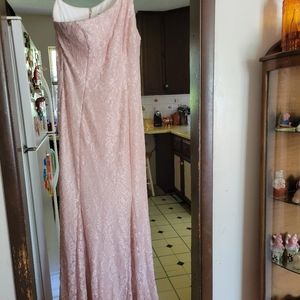 Pink one shoulder gown with sparkles